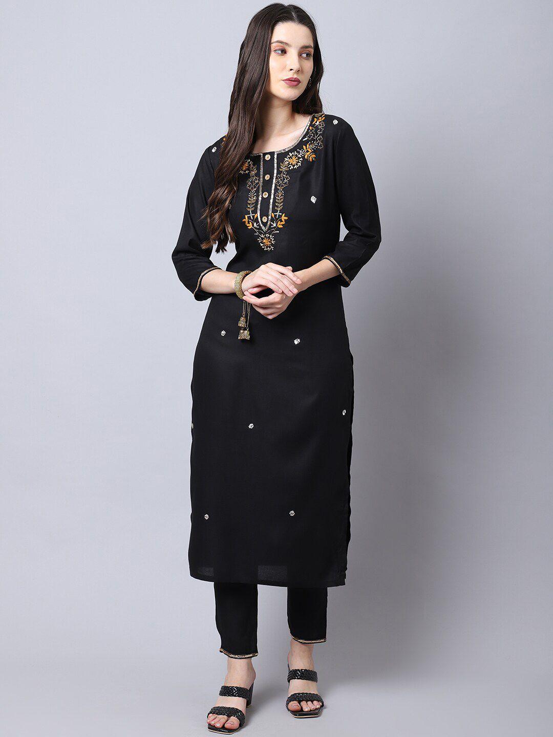 tulsattva women floral embroidered kurta with trousers