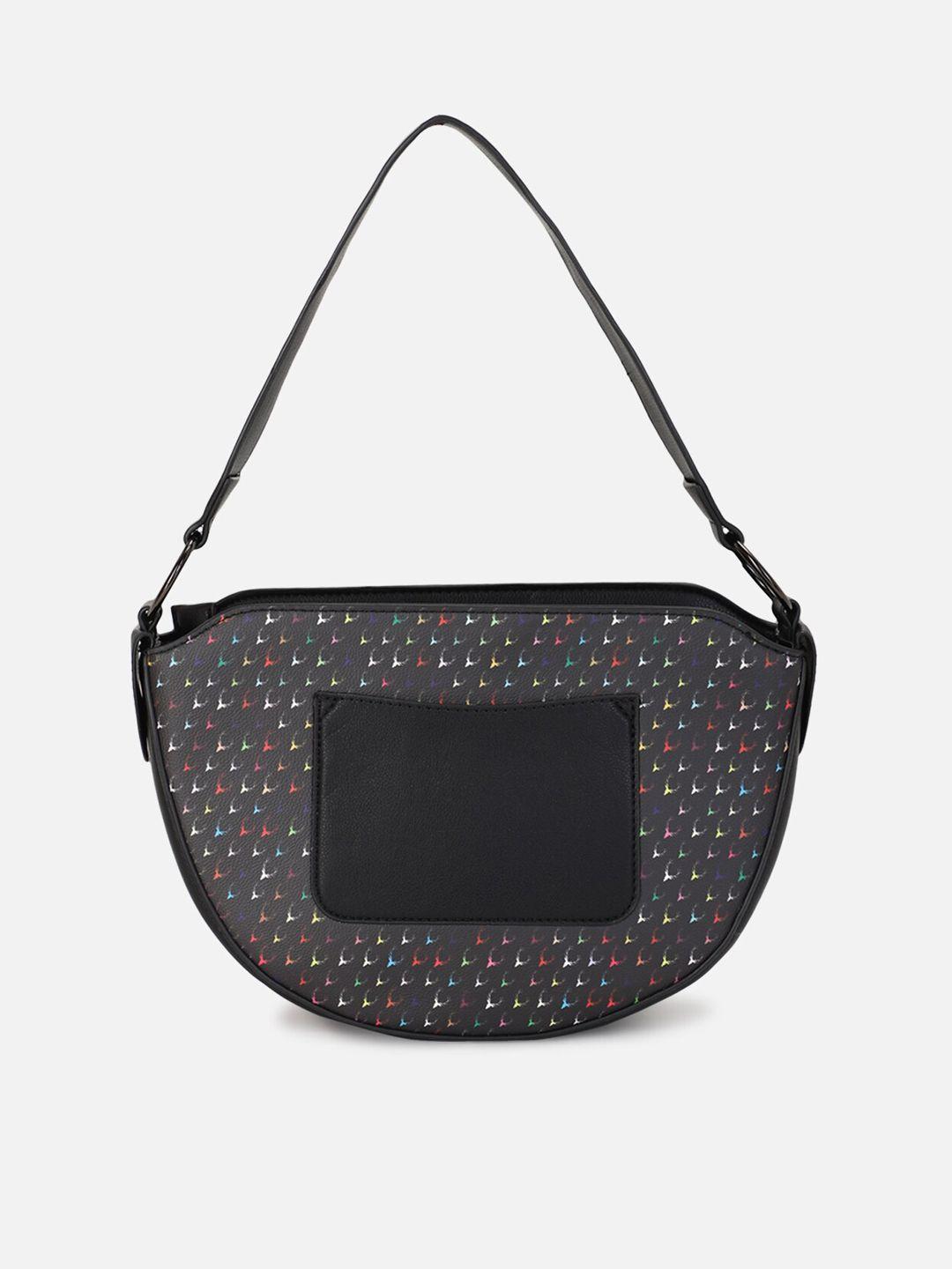 allen solly black pu half moon hobo bag