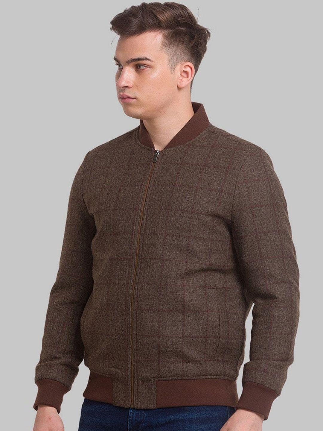 park avenue men brown checked open front jacket