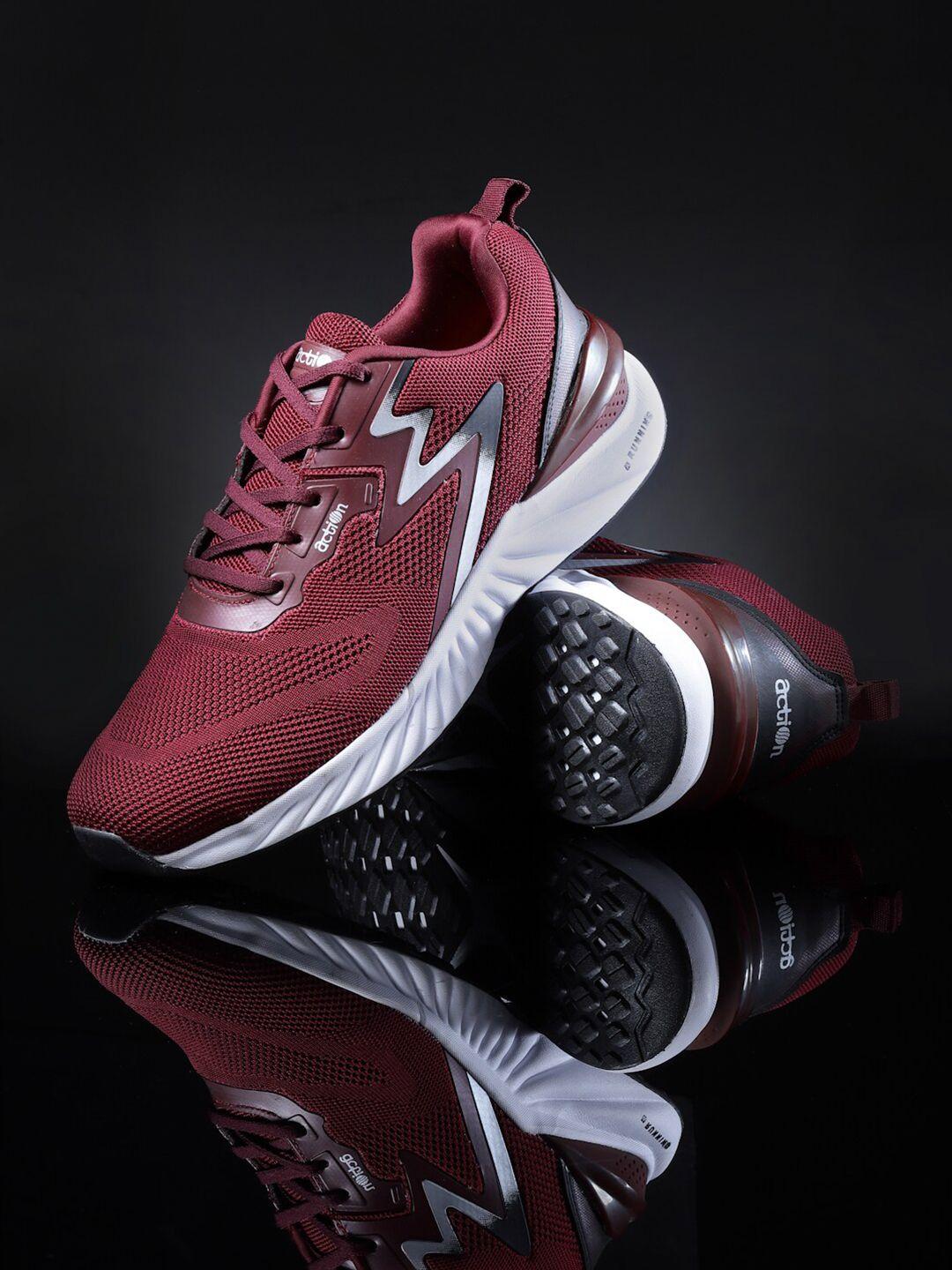 action men maroon mesh running non-marking sports shoes