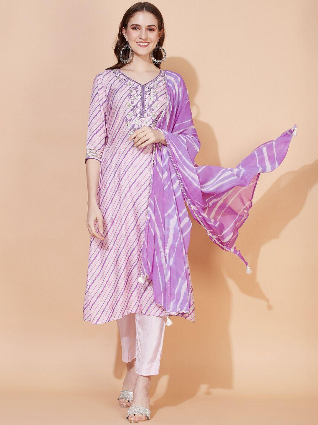 fashor women floral embroidered kurta with trousers & with dupatta