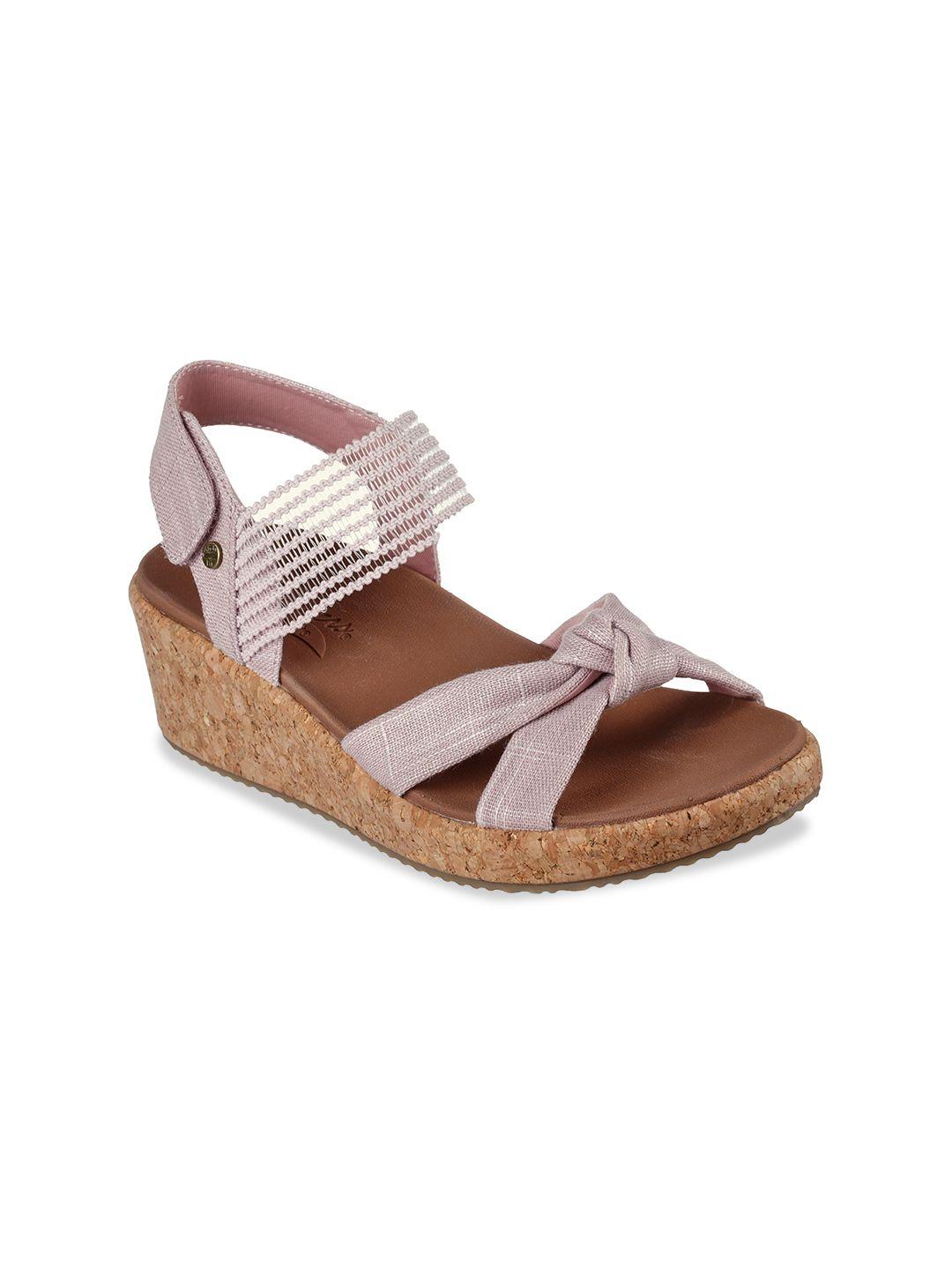 skechers pink & brown wedge sandals