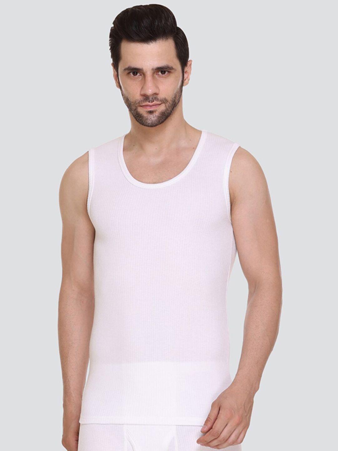 aerowarm men white self striped thermal top