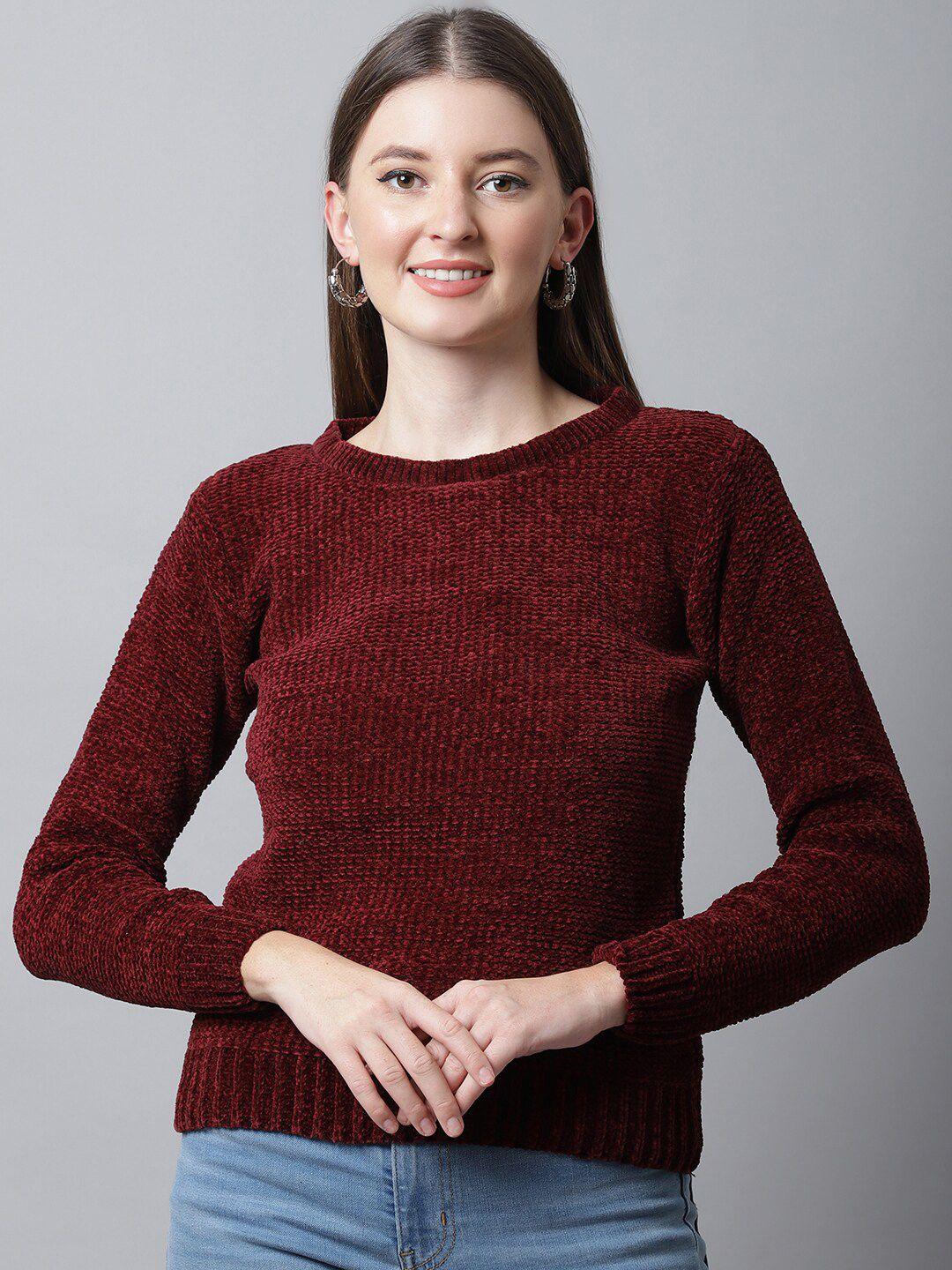 cantabil women maroon solid pullover