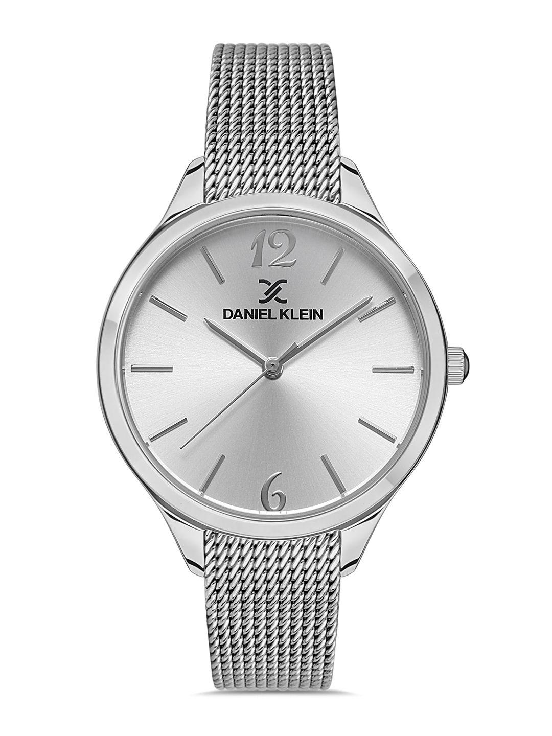 daniel klein unisex silver dial & bracelet style straps analogue watch dk 1 13237-1_or