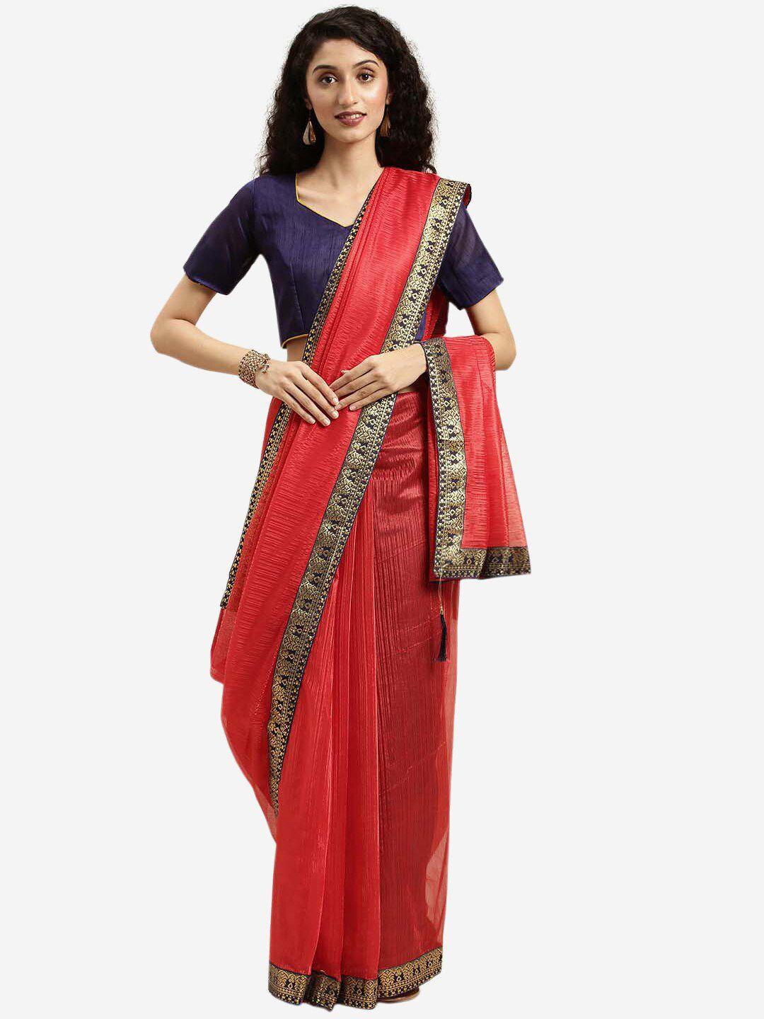 florence red & blue art silk saree