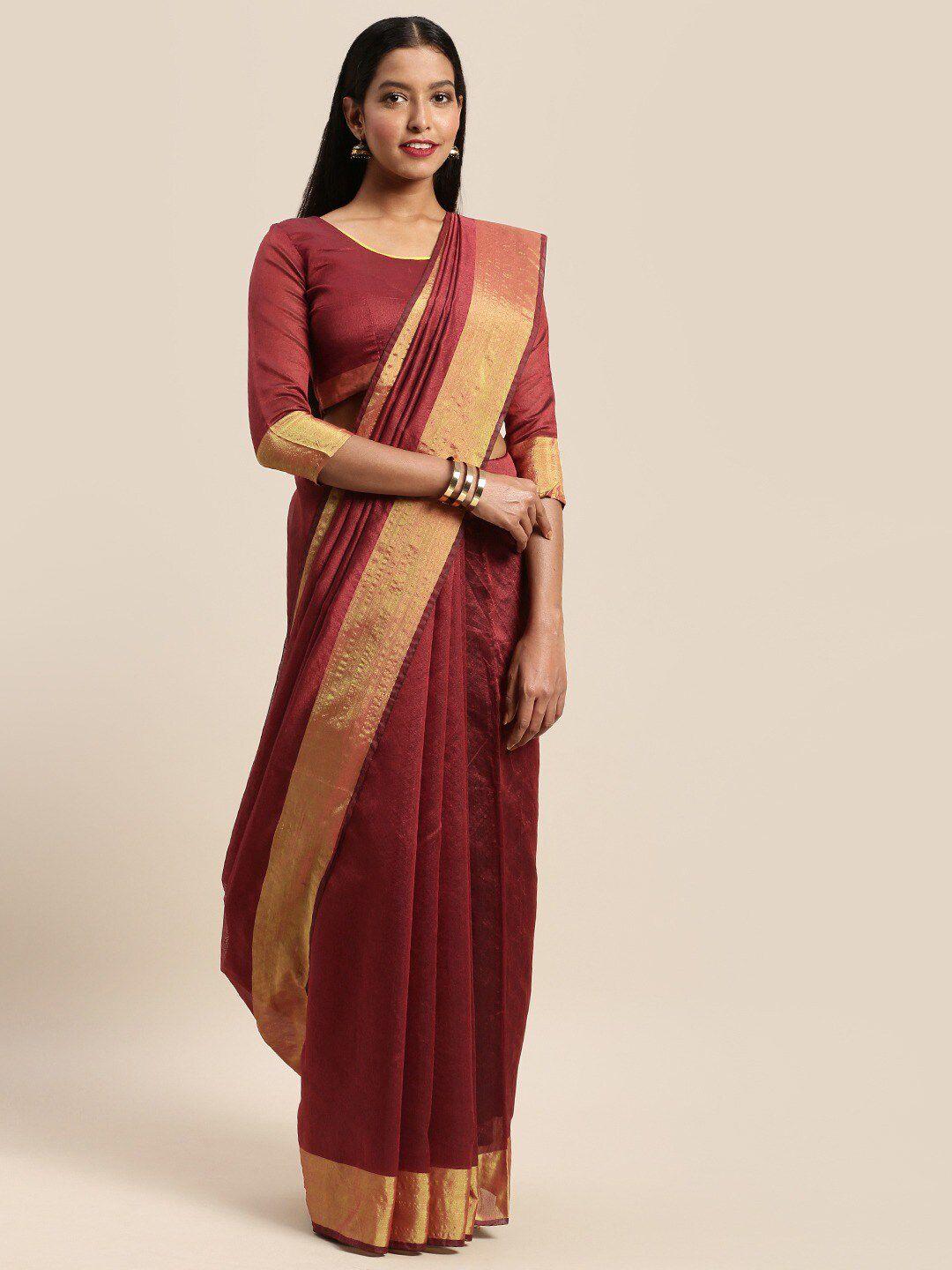 florence maroon & gold-toned zari art silk saree