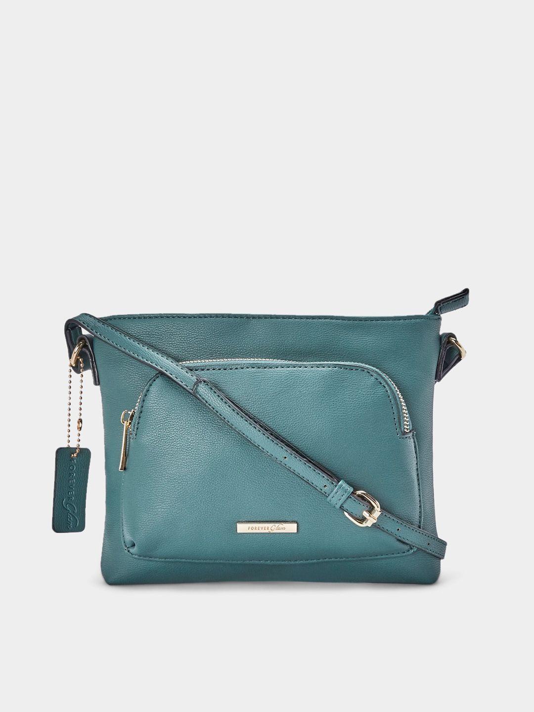 forever glam by pantaloons teal pu structured sling bag