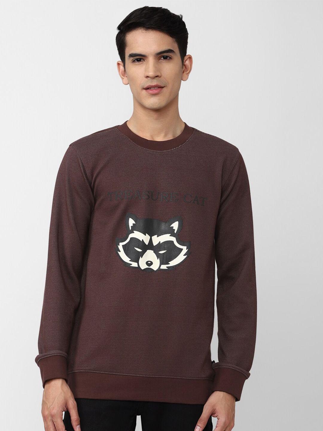 forever 21 men brown printed sweatshirt