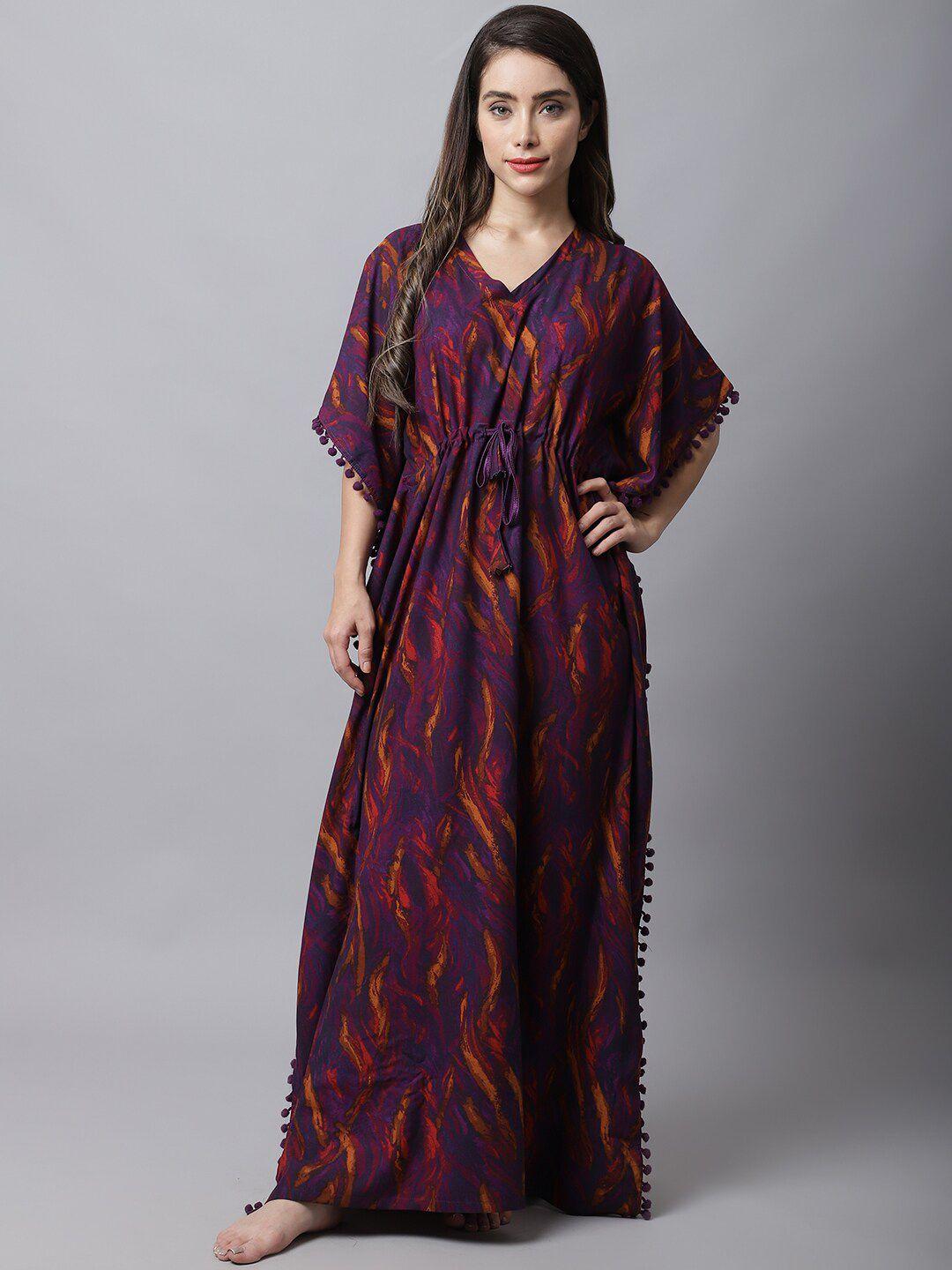 boston club purple printed maxi kaftan nightdress