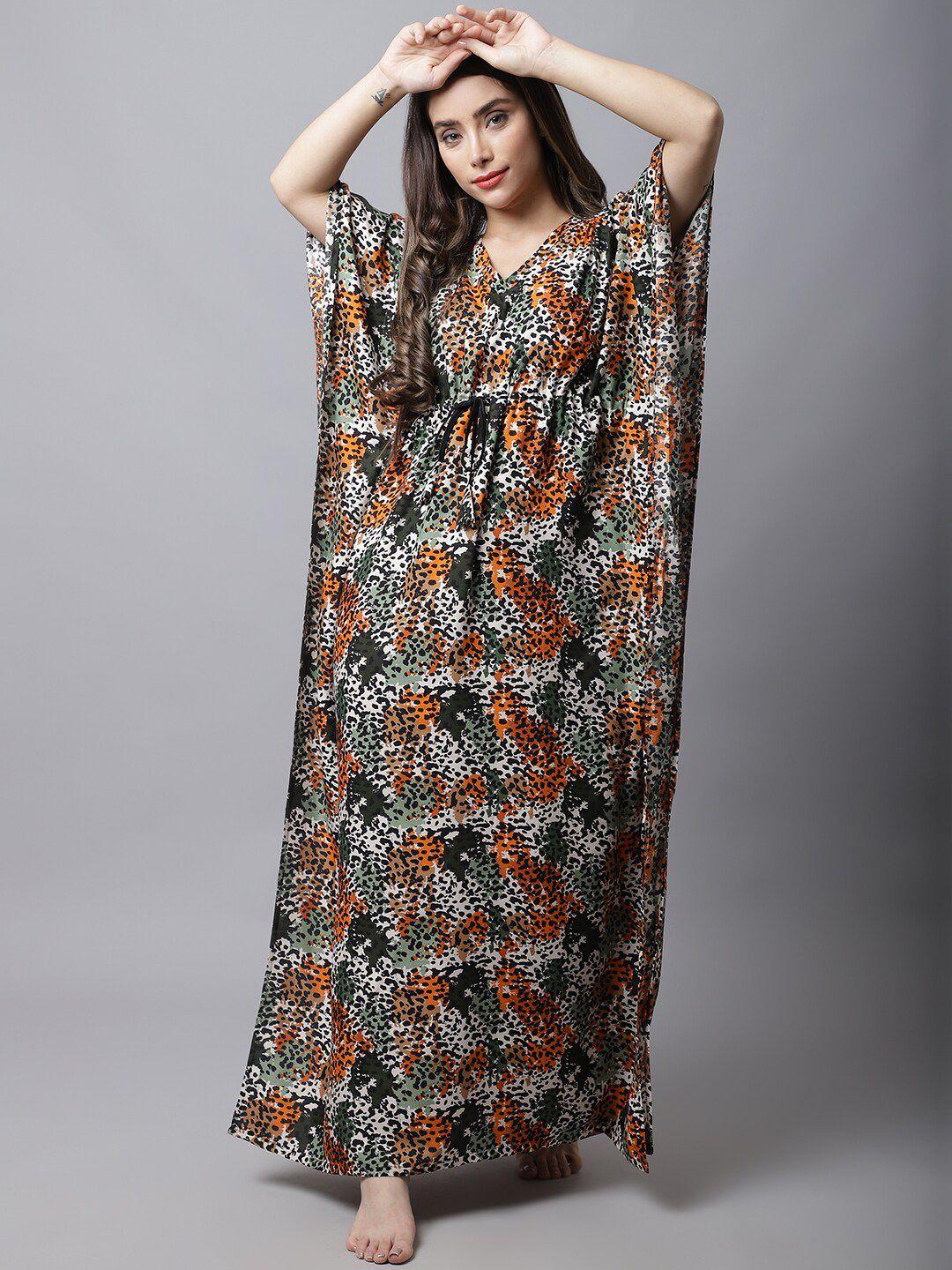 boston club white printed maxi kaftan nightdress