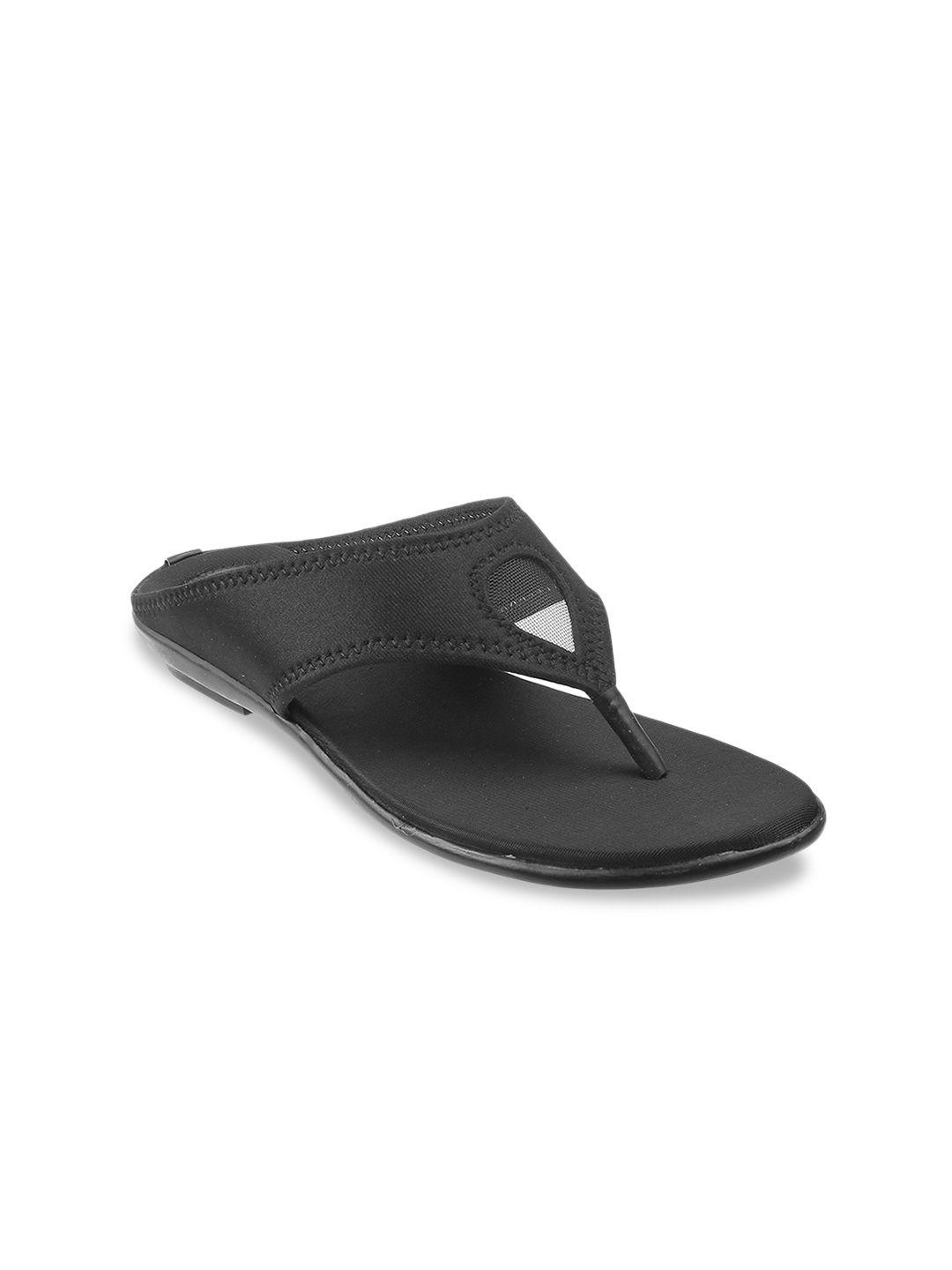 walkway by metro women black solid synthetic t-strap flats