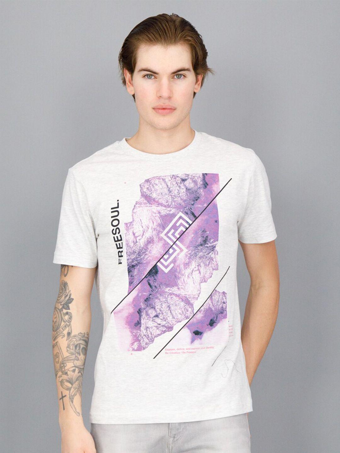 freesoul men off white printed t-shirt