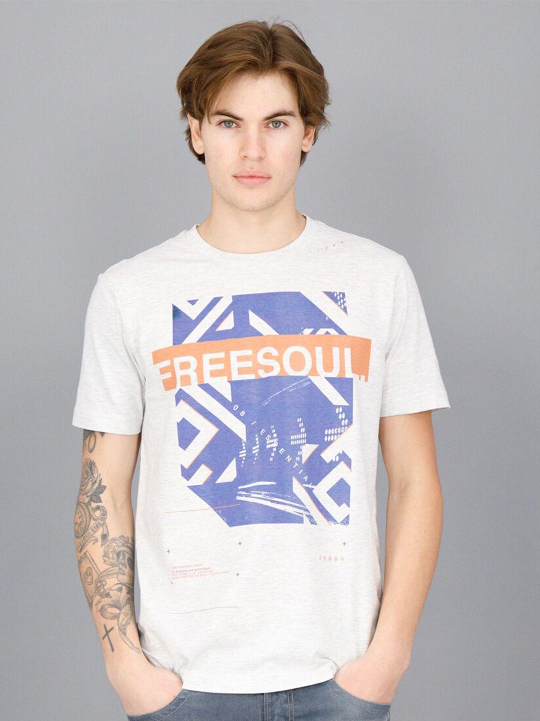 freesoul men off white typography printed t-shirt