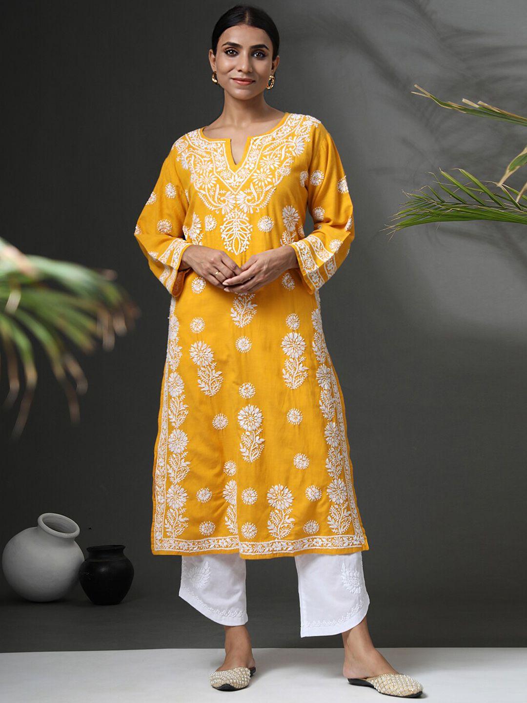 house of kari women floral embroidered chikankari kurta