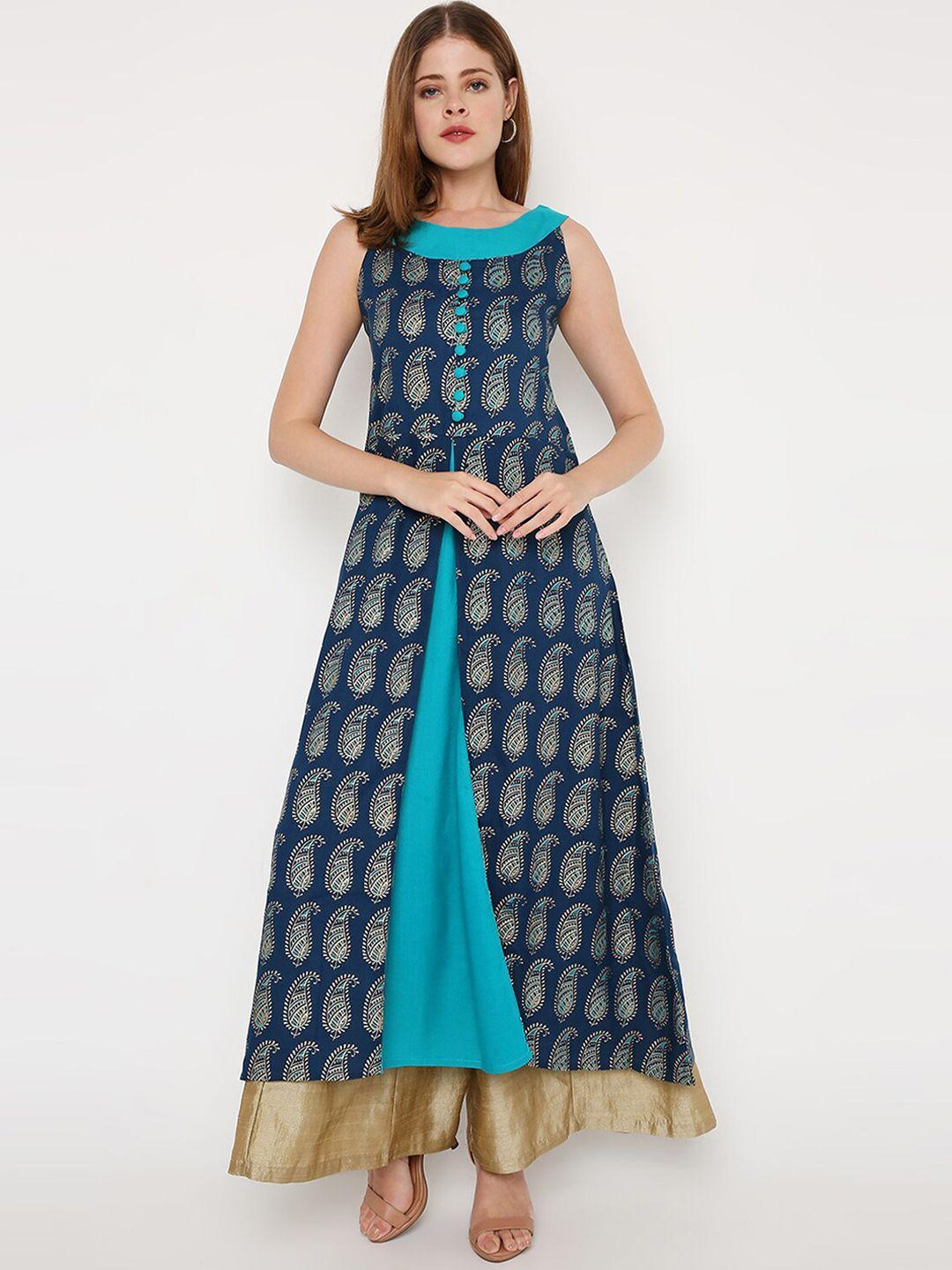 peppertree women block print a-line ethnic dress