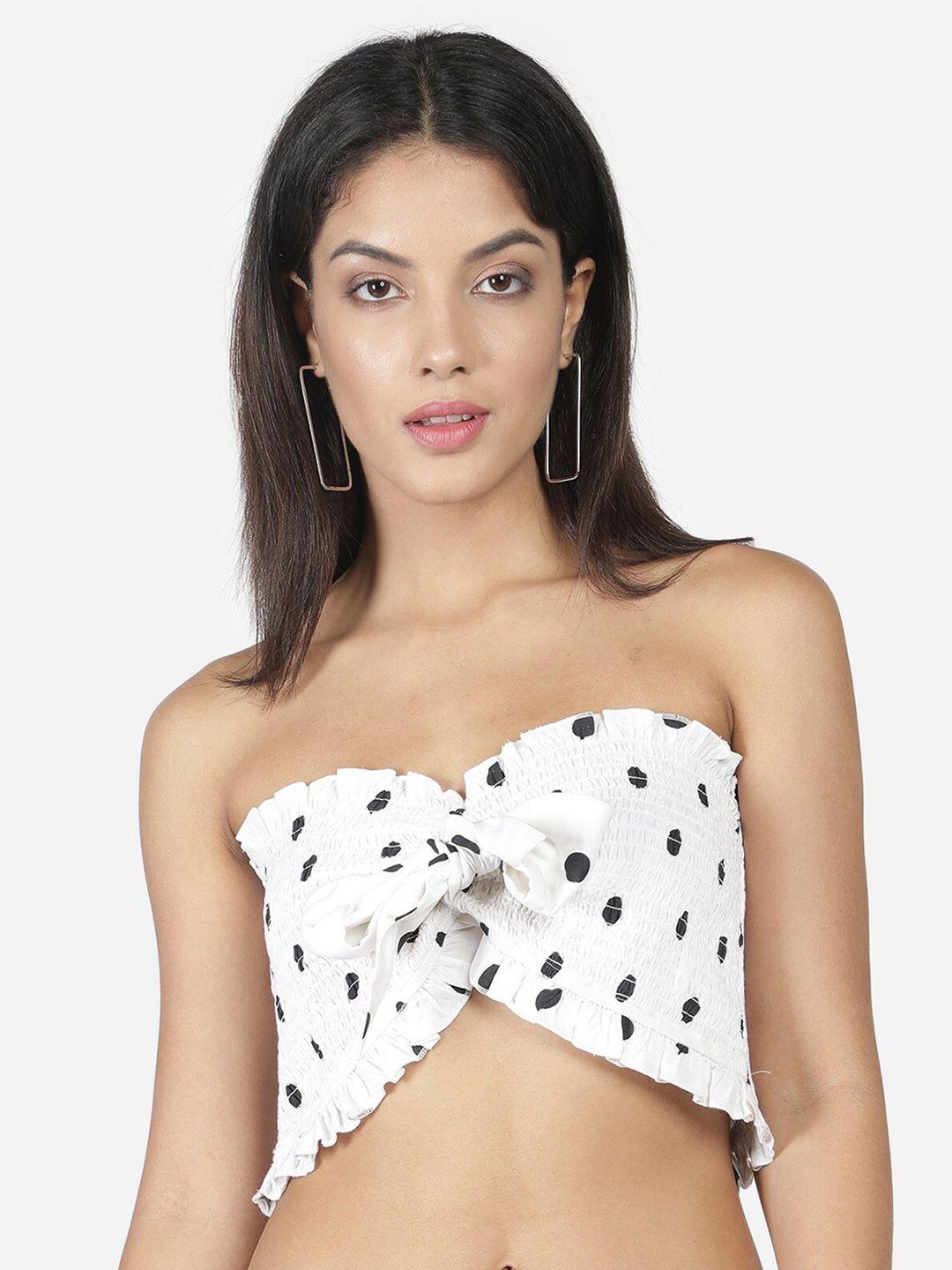 nuevosdamas women white print tube crop top