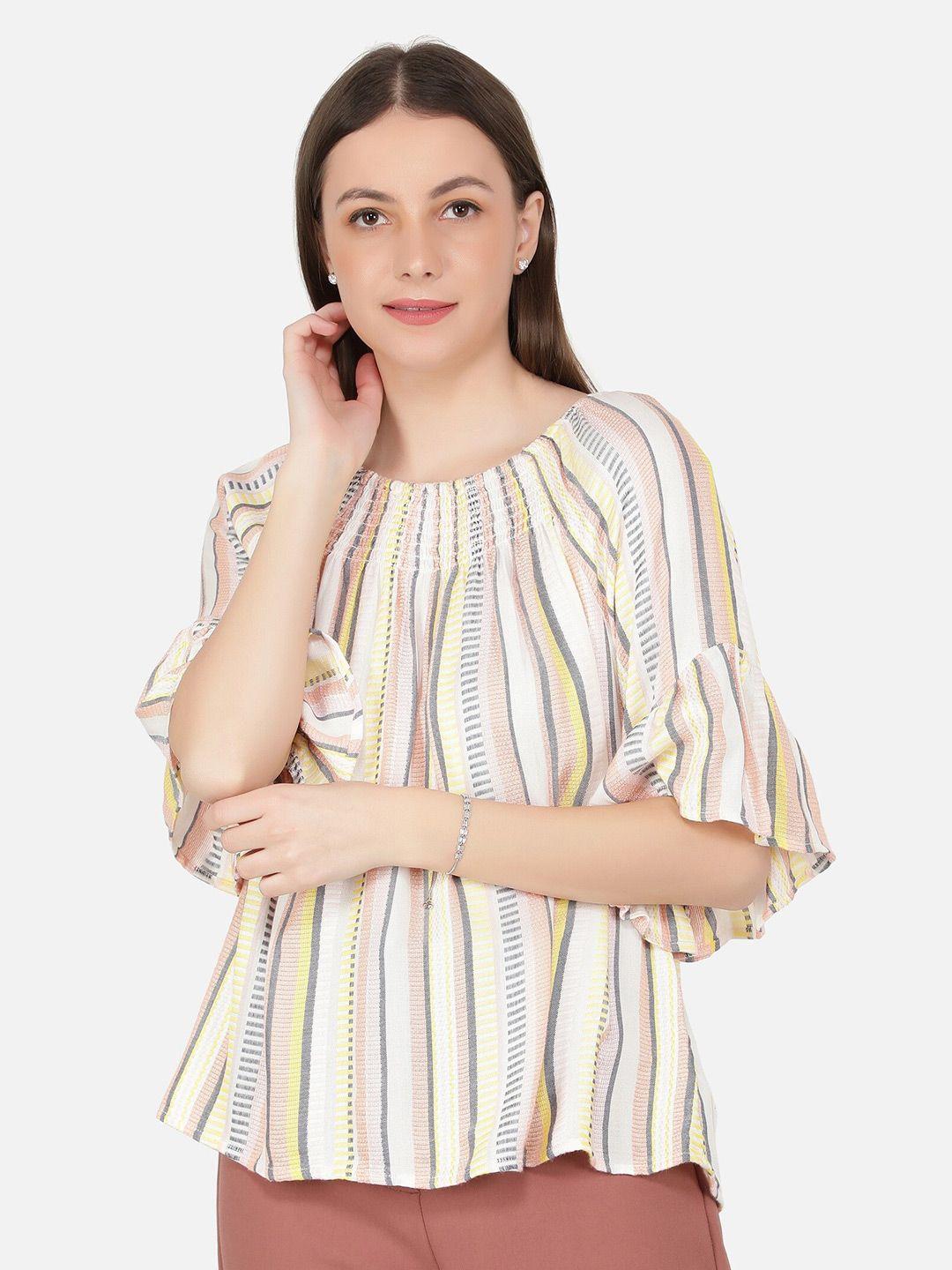 nuevosdamas women yellow & blue striped top