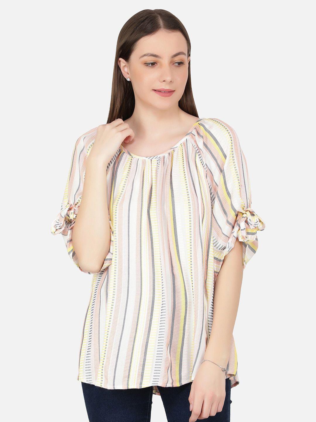 nuevosdamas women yellow & pink striped top