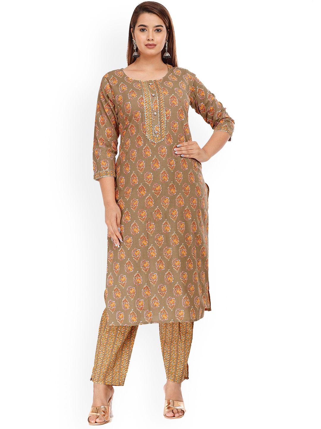 kalini women floral printed pure cotton kurta with trouser