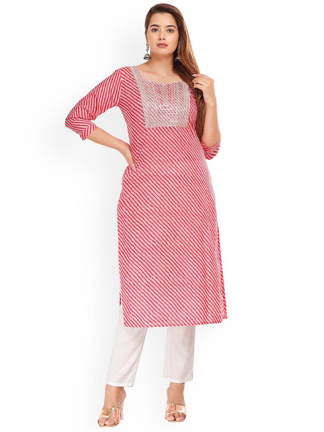 kalini women  leheriya printed mirror work kurta