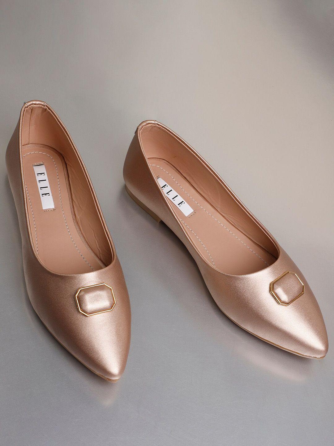 elle women rose gold ballerinas flats