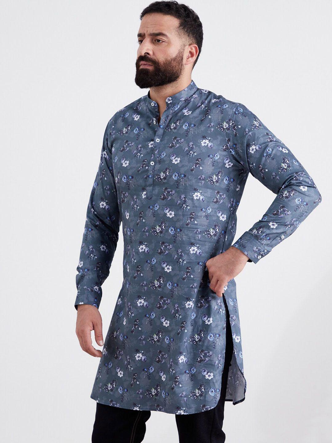 mr button men floral printed kurta