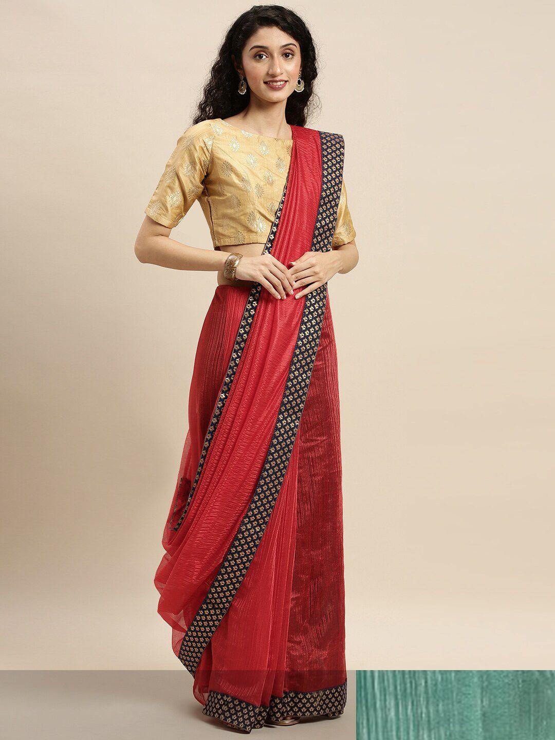 saadhvi red & green zari art silk saree