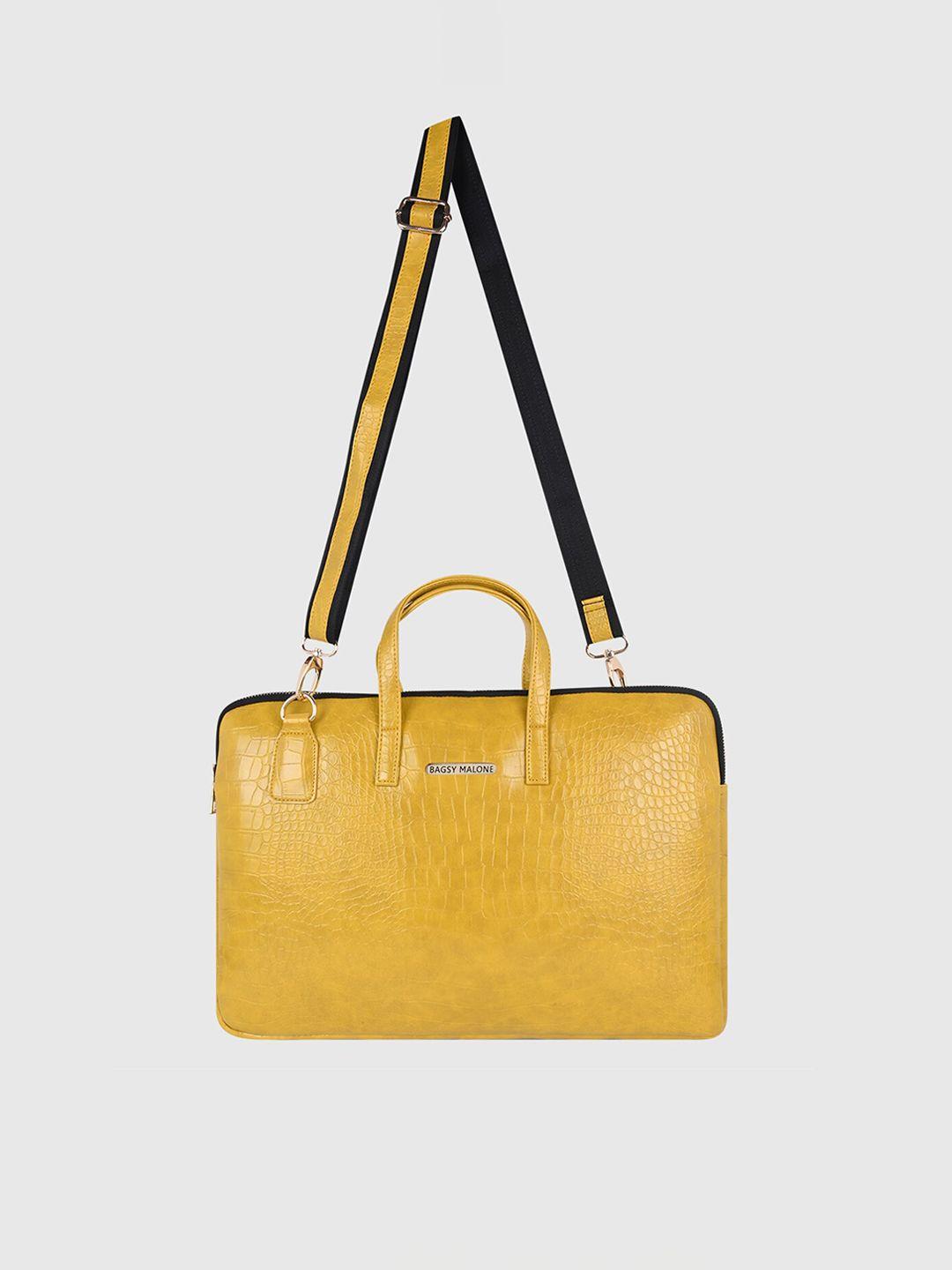 bagsy malone unisex yellow textured pu laptop bag