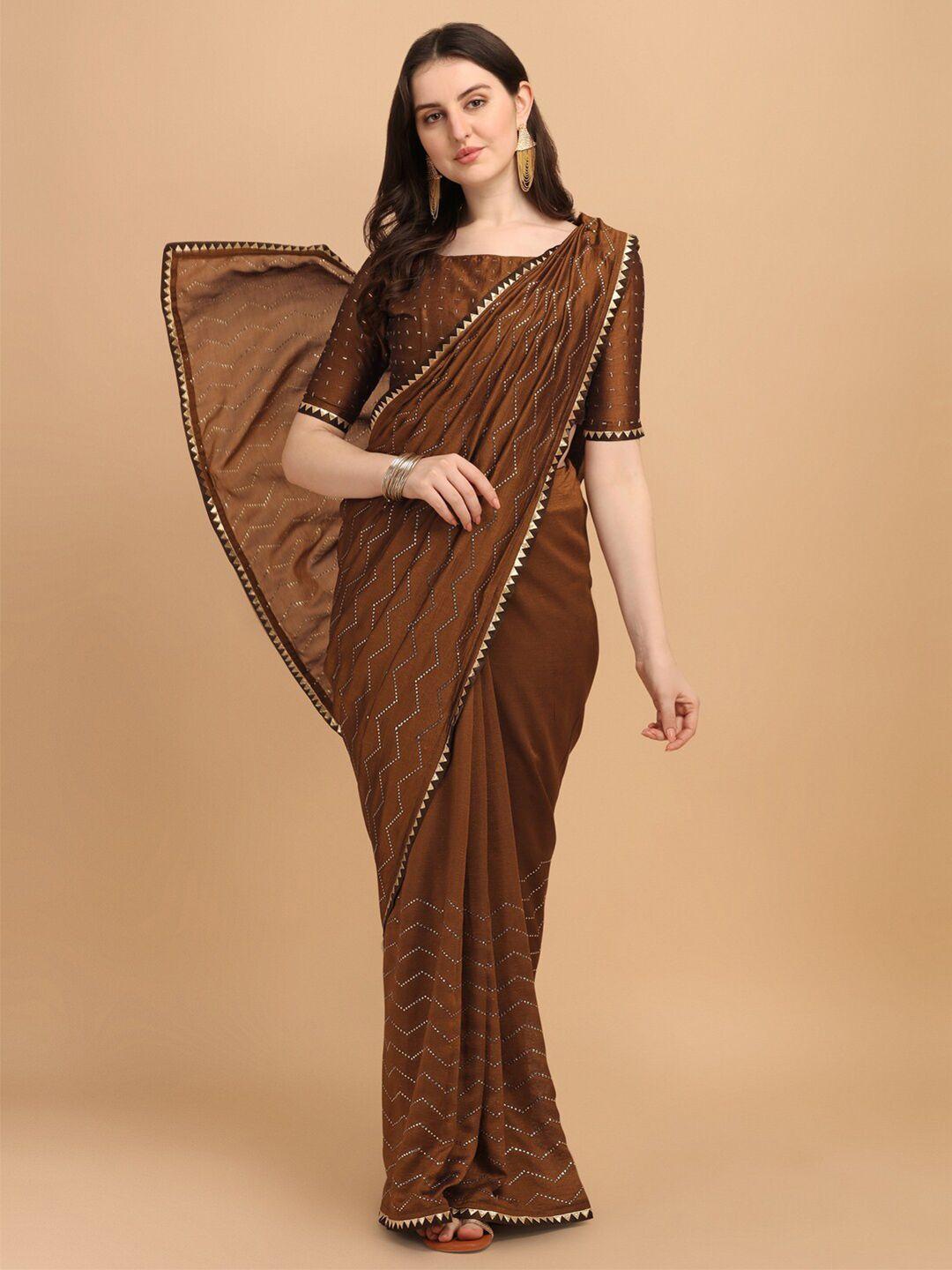 fab dadu yellow & beige embellished silk blend saree