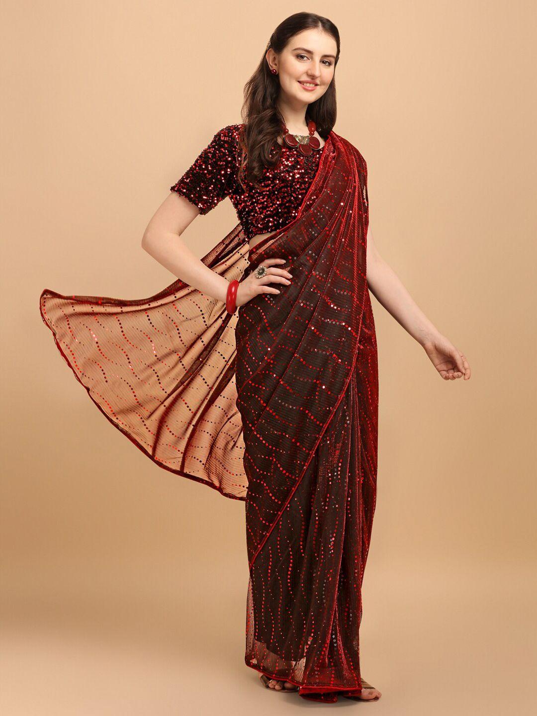 fab dadu embellished sequinned net saree