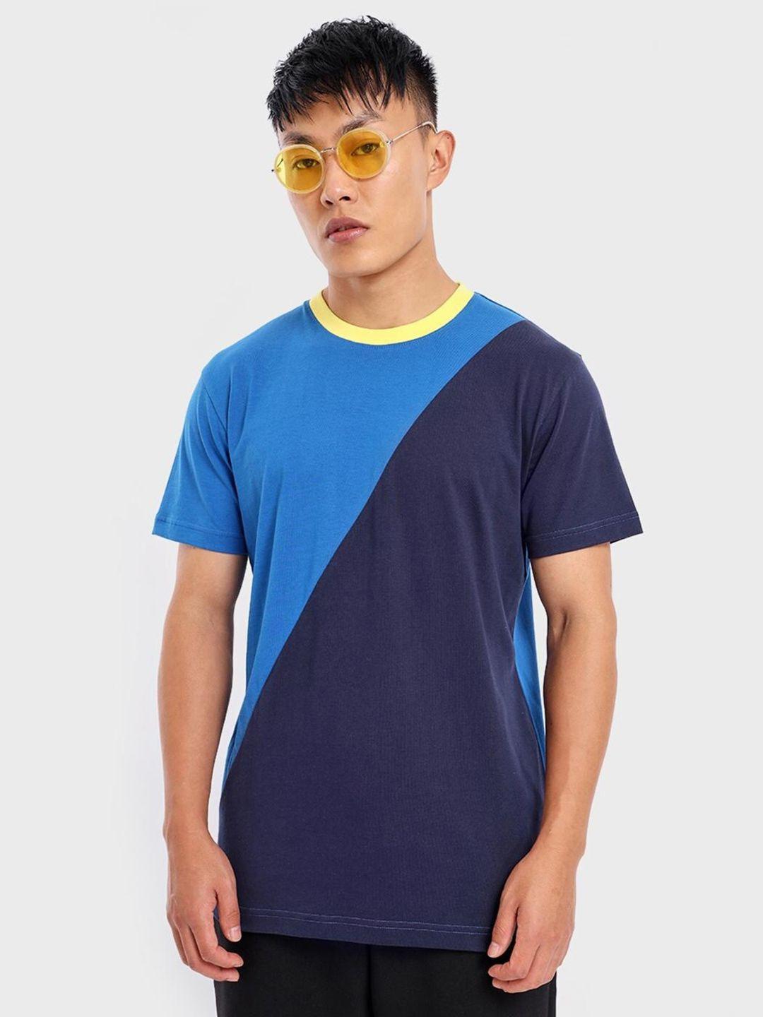 bewakoof men cotton colourblocked t-shirt