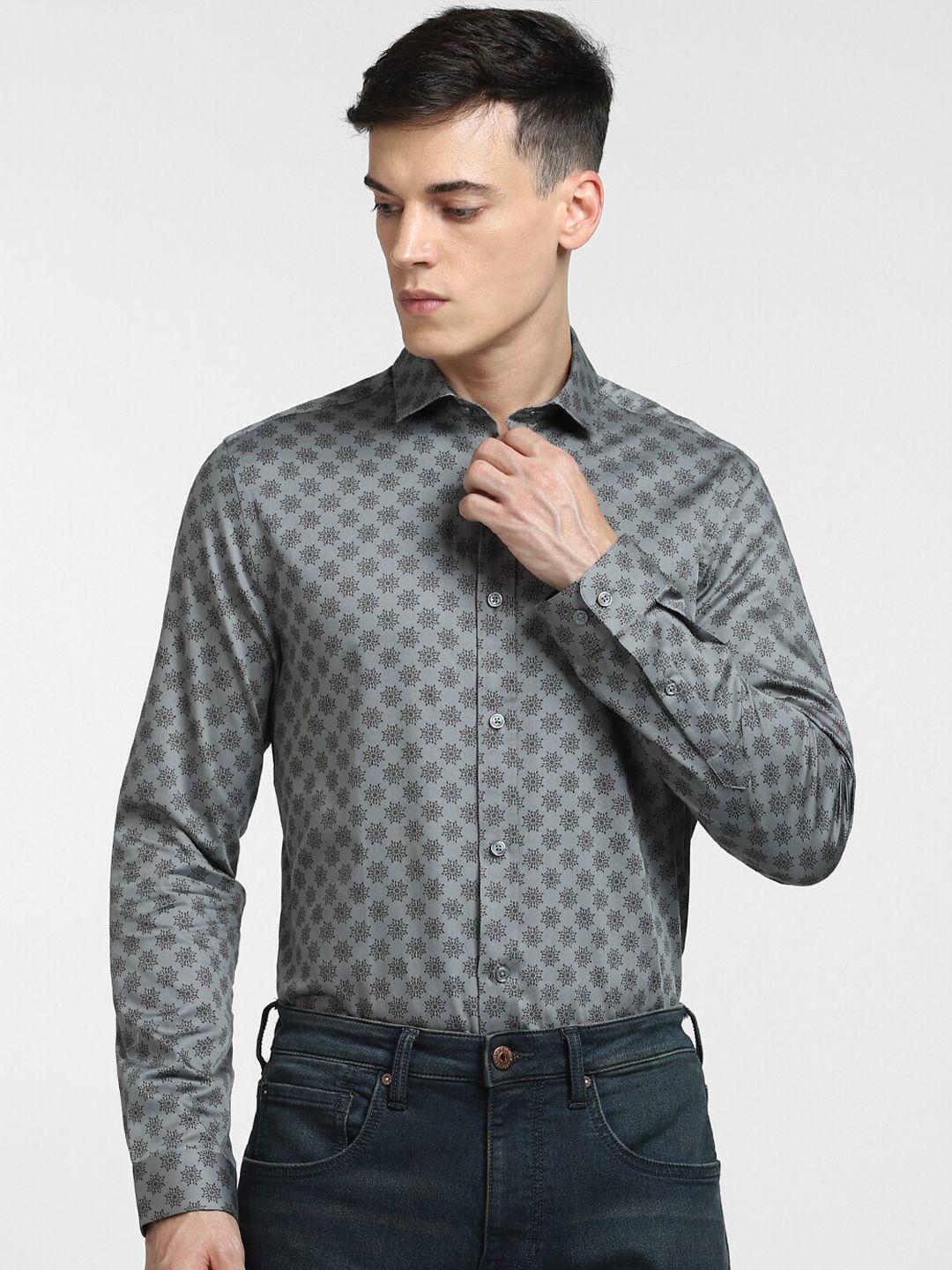 jack & jones men slim fit printed cotton formal shirt