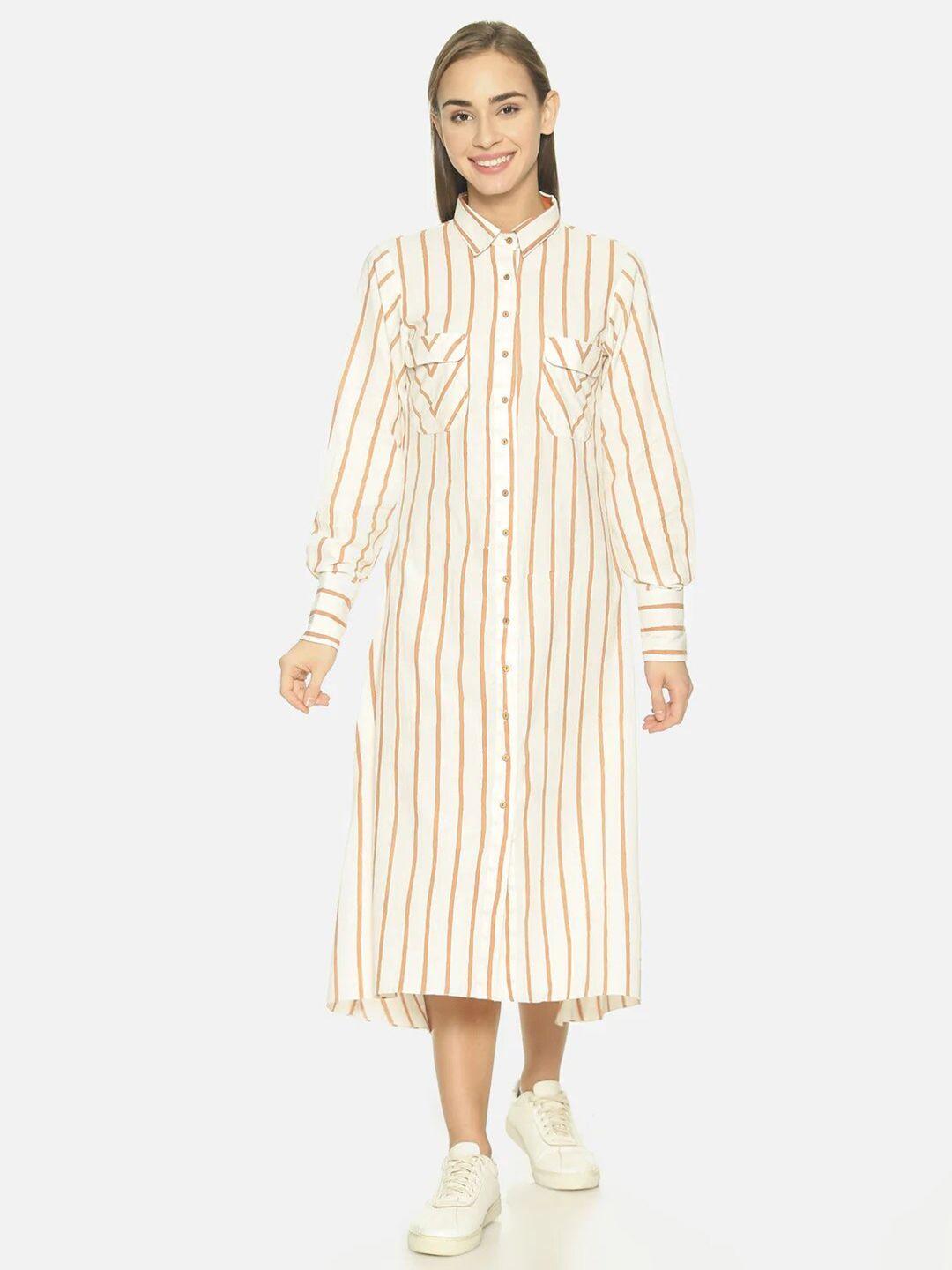 nangalia ruchira striped cotton shirt midi dress