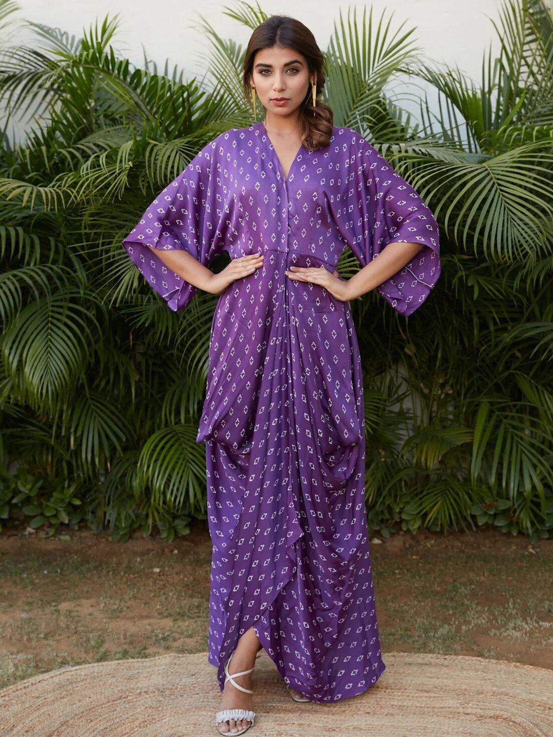 nangalia ruchira printed cotton cowl maxi dress