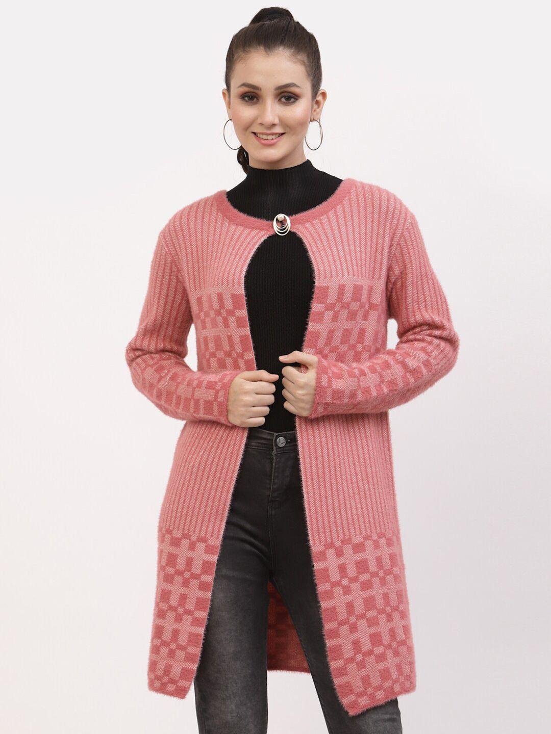 juelle women pink cable knit longline cardigan