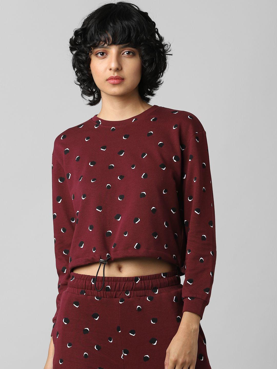 only women maroon printed sweatshirt onljanice daisy aop sw