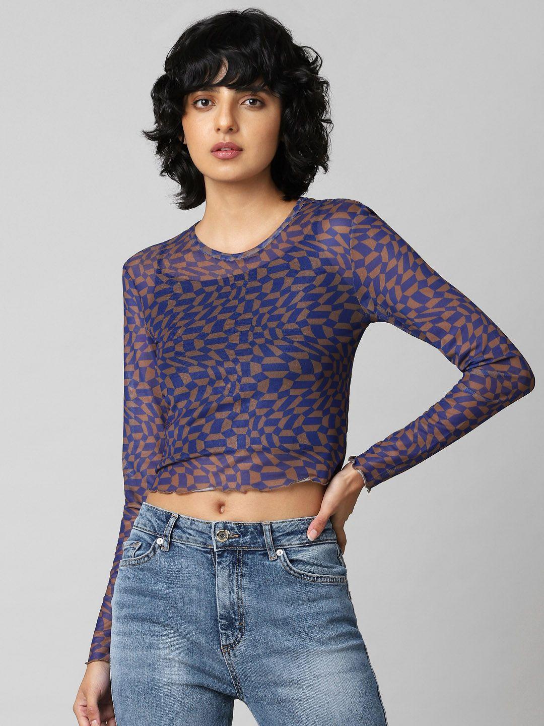 only women geometric print crop top