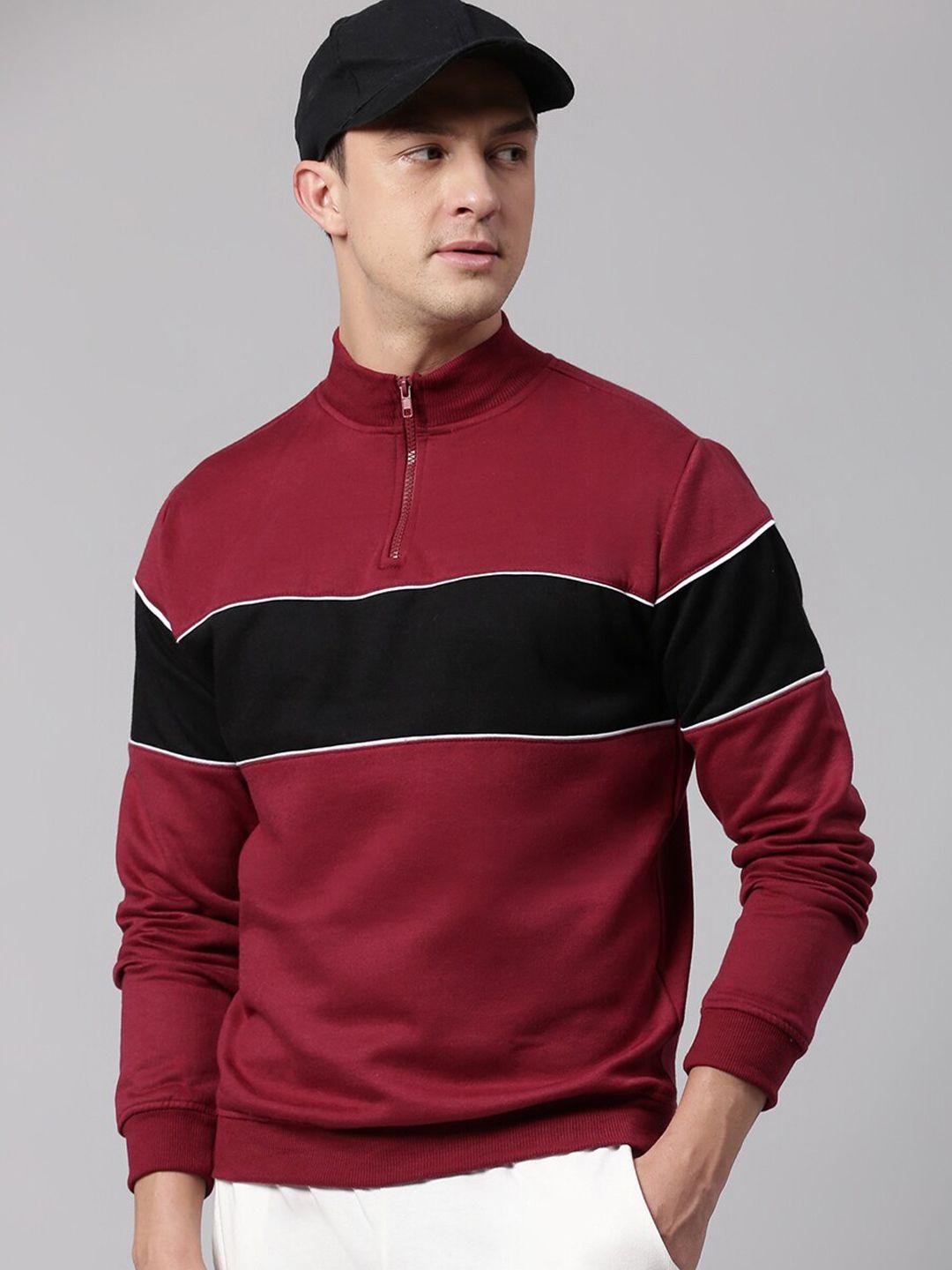 dennis lingo men striped mock collar sweatshirt