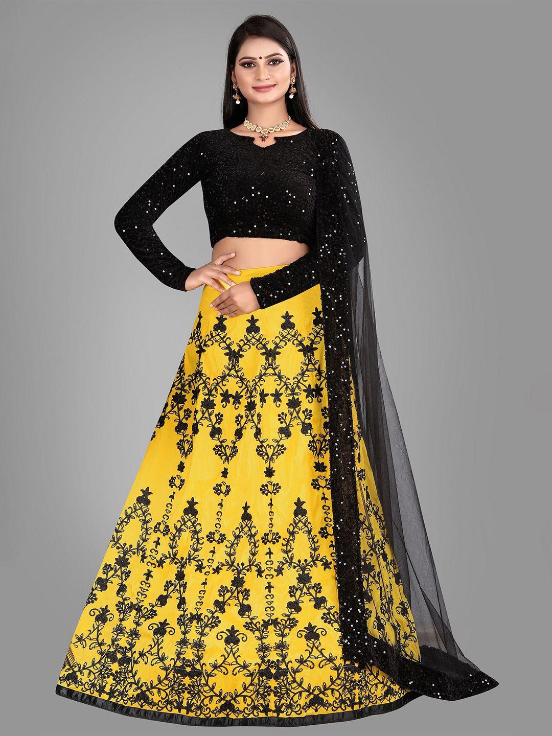 jsitaliya embellished semi-stitched lehenga & unstitched blouse with dupatta