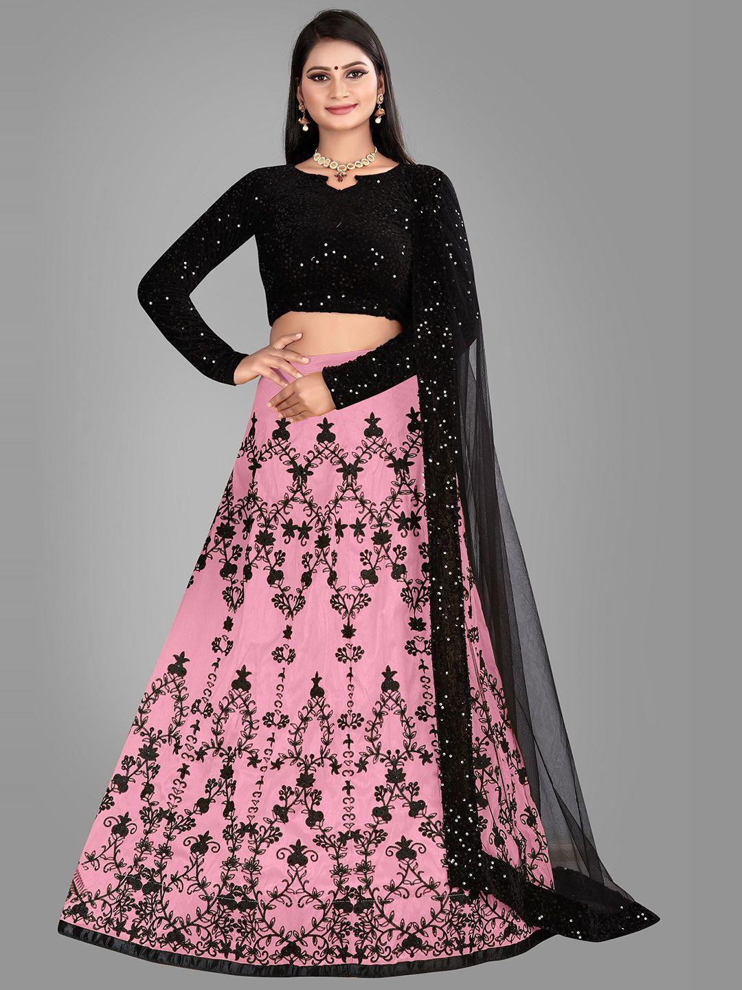 jsitaliya embellished semi-stitched lehenga & unstitched blouse with dupatta