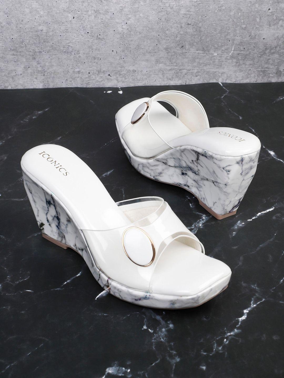 iconics printed wedge heels