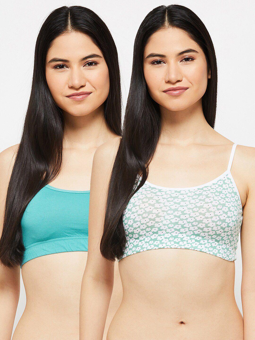 max pack of 2 teal blue and white lightly padded full coverage seamless cotton bra