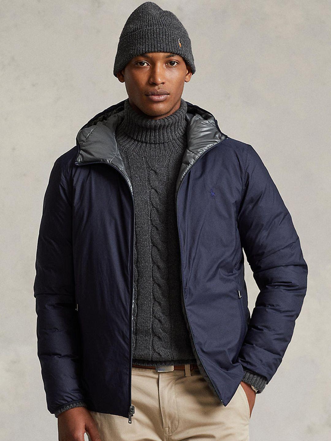 polo ralph lauren men solid hooded reversible puffer jacket