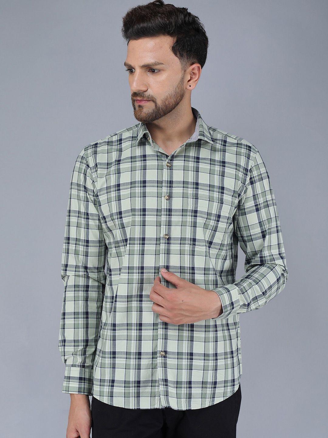 tqs men tartan checked casual shirt