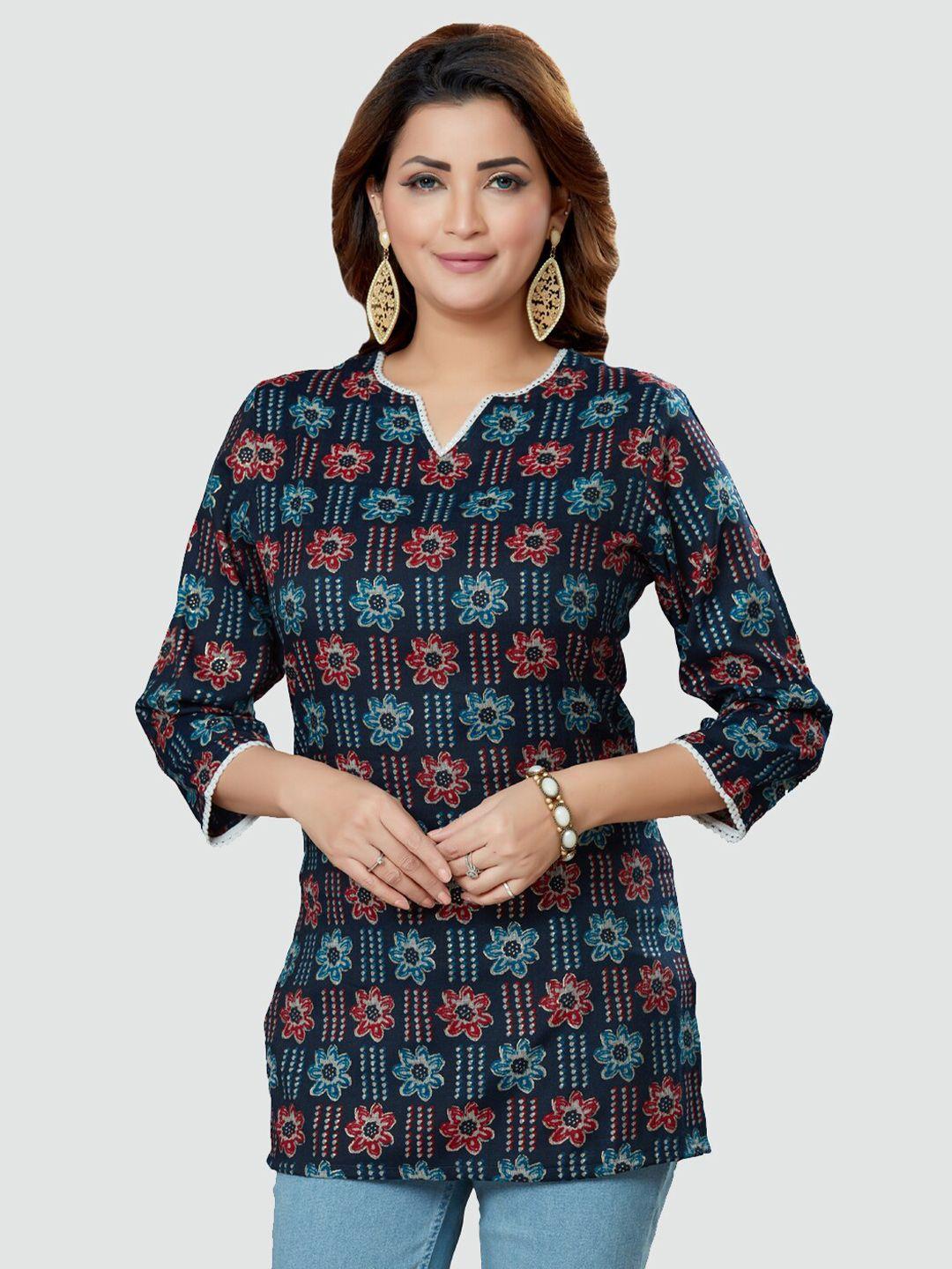 saree swarg printed floral printed v-neck kurti