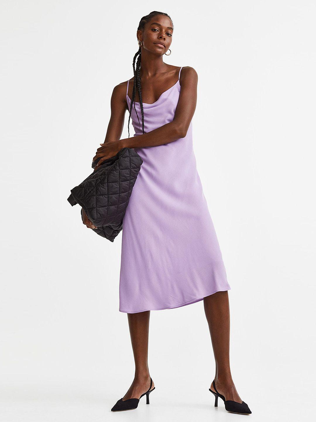 h&m women purple long slip dress