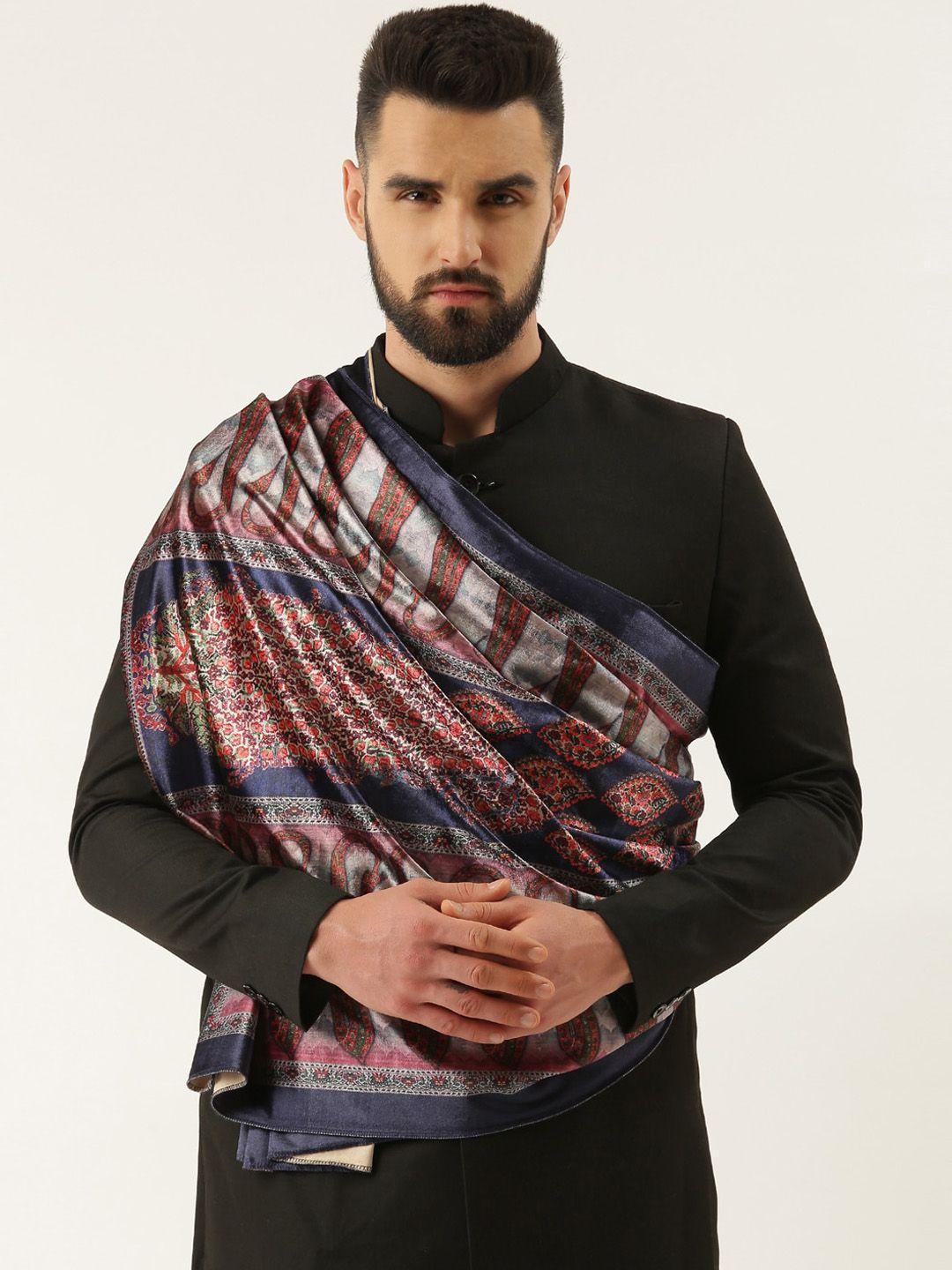 pashmoda men paisley woven design velvet shawl