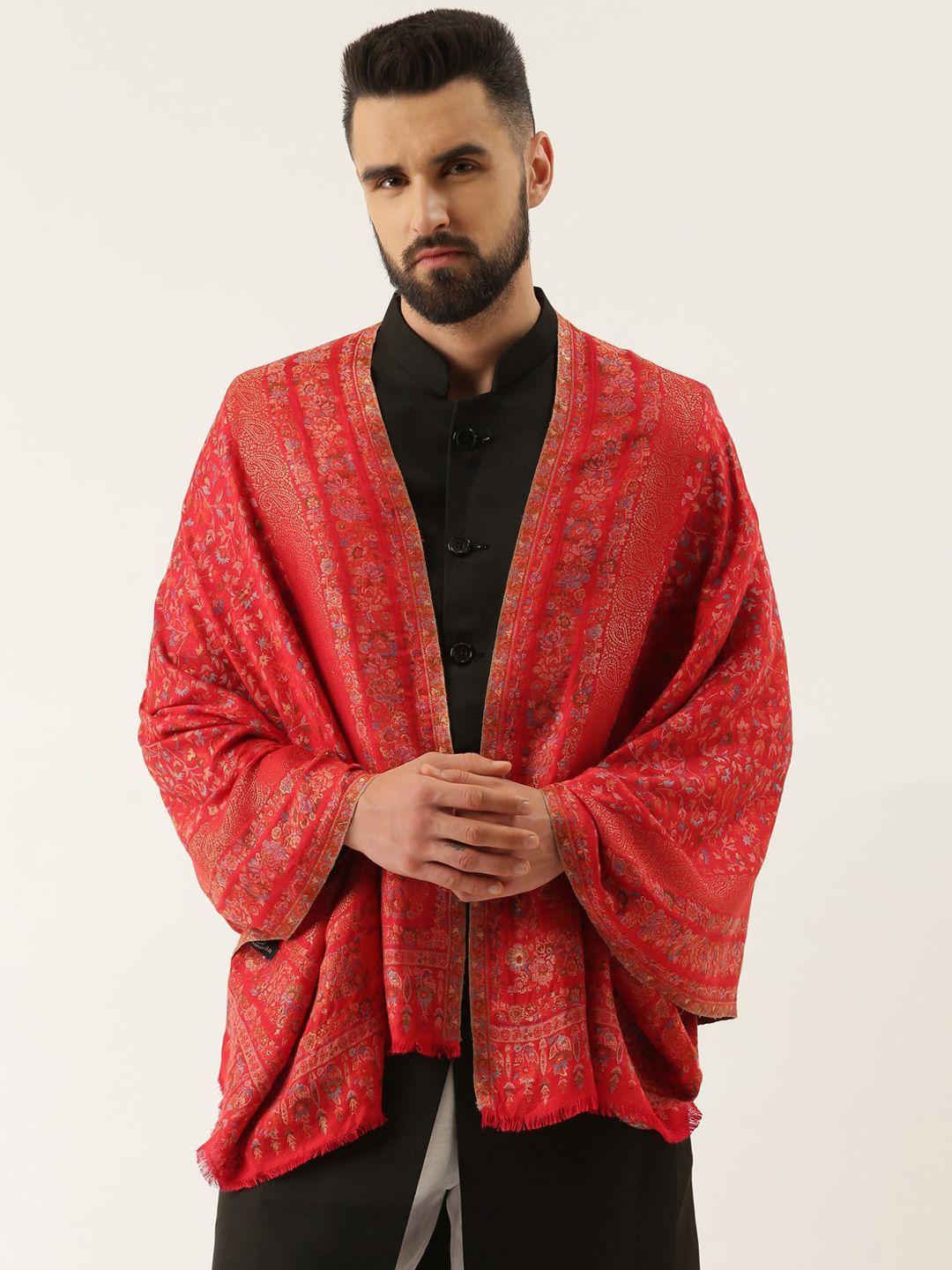 pashmoda men floral woven-design shawl