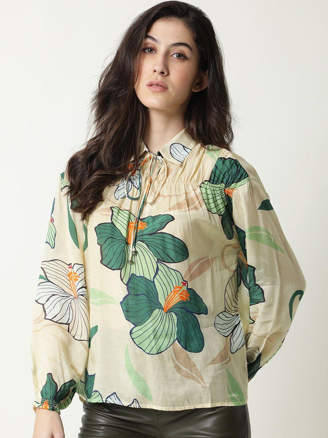 rareism floral print shirt style top